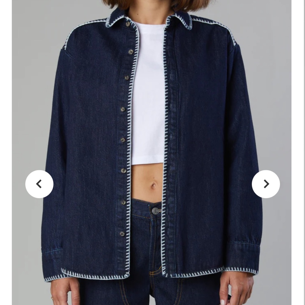 Still Here - western indigo button front shirt with tags. Sold out on site!